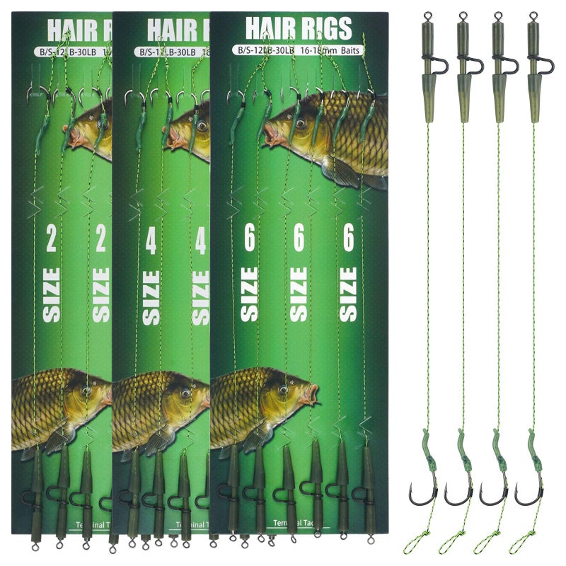 JSHANMEI مجموعة أدوات صيد سمك الشبوط - 18 قطعة من خطافات بارب المنحنية من الفولاذ عالي الكربون، أدوات صيد السمك ذات خيط مضفر - Image 1